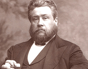 An aged sepia tone picture of Charles Haddon Spurgeon in profile from the left.